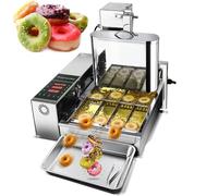 Machine à beignets commerciale automatique à 4 rangées, friteuse à beignets à retournement automatique avec trémie de 5,5 L, épaisseur réglable, panneau de commande