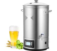 Machine à bière en inox 35 L - Bouilloire pour le brassage à domicile - Set d'accessoires avec couvercle en verre, poignée, robinet de soutirage et panneau de commande électronique - Appareil de brass