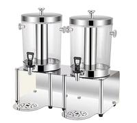 Machine à boissons avec robinet, trépied for jus, 8 L (simple) ou 16 L (double), idéale for les fêtes, cafés, restaurants, bars et usage domestique. Machine à boissons froides.(Silver,Double head)