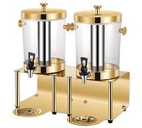 Machine à boissons avec robinet, trépied for jus, 8 L (simple) ou 16 L (double), idéale for les fêtes, cafés, restaurants, bars et usage domestique. Machine à boissons froides.(Gold,Double head)
