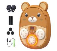 Machine à Boxe de Musique, Machines de Punch de Musique Ours,Boxe Mural Musique avec Gants de Boxe,Connexion Bluetooth,de Boxe pour Les en-fants Combattant l'équipement de Boxe de Formation (Marron)