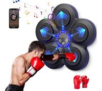 Machine à Boxe Musicale,LED Machine de Boxe Musicale Adulte, Machine de Boxe Murale Intelligente, Music Boxing Machine Bluetooth pour Enfant et Adulte pour Le Gymnases (Noir + gants adultes)