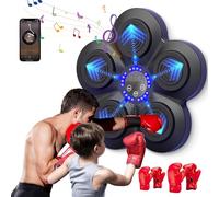 Machine à Boxe Musicale,LED Machine de Boxe Musicale Adulte, Machine de Boxe Murale Intelligente, Music Boxing Machine Bluetooth pour Enfant et Adulte pour Le Gymnases (Noir + gants enfants/adultes)