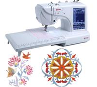 Machine à Broder électrique,Machine à Coudre Automatique avec Zone Broderie De 4" X 9,2" Et écran Tactile LCD,114 Motifs Intégrés