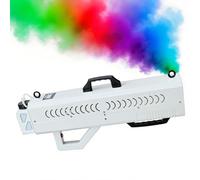 Machine à Brouillard Portative 1500W - Débit de Fumée Réglable, Lumières LED 7 Couleurs, Affichage Numérique & Réservoir 0,3L - Pistolet à Brume Portable pour Événements, Fêtes et Spectacles White