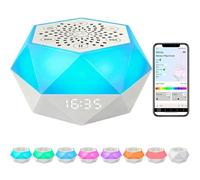 Machine à bruit blanc pour dormir, réveil portable avec lumière d'ambiance 8 couleurs, contrôle par application Rhombus Music Sleep Machine avec 32 sons naturels apaisants pour bébés, enfants et