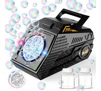 Machine à Bulles Automatique Portable et Rechargeable pour Enfants - 10000+ Bulles par Minute avec 6 Grands Trous/2 Solutions pour Extérieur Mariage Fête, Noir