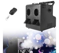 Machine à bulles de fumée 3 en 1 de 1500 W avec 24 LED, télécommande, minuterie et DMX512, idéale for les fêtes, les mariages, les spectacles et les discothèques.