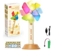 Machine à Bulles Enfant avec Moulin à Vent Rotatif LED,10 000 Bulles/Min, avec Solution & Rechargeable USB, pour Anniversaire/Mariage/Plage 3+ Ans