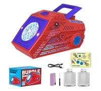 Machine à Bulles pour Enfants Rechargeable USB, 10 000 Bulles/Min, avec Lumières LED & 2 Solutions, Réservoir Fermé sans Fuite, Jouet à Bulles Portable pour Anniversaire Mariage Fête