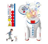 Machine à Bulles pour Les Tout-Petits, Fusée Spatiale Bubble Machine avec lumières et Musique, à Bulles de fusée Spatiale, Machine à Automatique à Piles pour