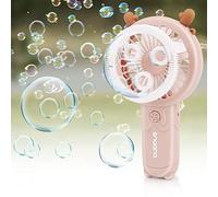 Machine à Bulles, Souffleur à Bulles Avec 2 outeilles Solutions, Ventilateur à Bulles de Savon Automatique Portable Jouet à Bulles PR Enfant 3 4 5 6 7 8 9 10 Ans Garçons Filles Cadeau Jardin Plein Air