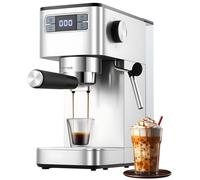 Machine à café 1.25L, porte-filtre 20 bars avec mousseur à lait pour expresso, cappuccino et latte, machine à expresso compacte
