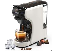 Machine à Café 4 en 1 - Compatible Nespresso Dolce Gusto K-Cup & Café Moulu - Pompe 19 Bar - Blanc