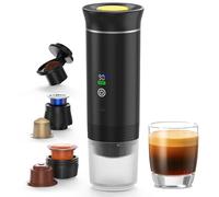Machine à café à capsules 3 en 1 - Machine à expresso portable avec écran - Compatible avec capsules Nespresso et poudre de café - Froid et chaud - Rechargeable - Pour voyage et voiture