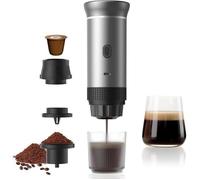Machine à café à capsules portable - Extraction intelligente - 15 bars - Petites capsules, Grandes capsules, Café moulu, Gris