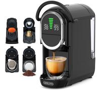 Machine À Café Automatique 4 En 1, Expresso 19 Bar Avec Température Réglable Et 7 Programmes, Compatible NS/DG/ESE/Café Moulu, Noir