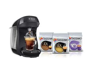 Machine a Cafe BOSCH machine Tassimo HAPPY (noire) + 3 packs de T-Discs offerts. compacte automatique avec lecteur optique de codes bar