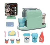 Machine à Café & Caisse Enregistreuse Jouet Enfant, Magasin avec Cafetière et Aliments Faux, Jeu de Rôle Marchande (Vert)