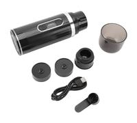 Machine à café électrique portable 3 en 1, isolation thermique étanche, 12 V, 24 V, pour voyage, camping, bureau, maison, ABS noir, batterie 7500 mAh, capacité de 80 ml