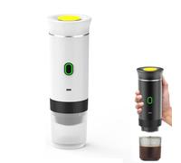 Machine à café expresso électrique portable 3 en 1 - Mini petite cafetière électrique sans fil auto-chauffante pour voiture, maison, bureau, camping, voyage - 3 en 1 (blanc)