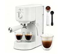 Machine à café expresso professionnelle 15 bars, réservoir de 1,25 L, | Machine à expresso compacte de 1500 W avec débitmètre intégré et fonction double tasse, idéale pour préparer des cappuccinos