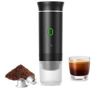 Machine à Cafe Portable, Cafetière à Expresso Chauffage Électrique de Voyage, 3 en 1 Cafetières à Capsules pour 12V Voiture et le Camping, Machine à Café à Batterie, 60 ml