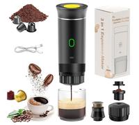 Machine à café portable, cafetière chauffante portable, cafetière de voiture,cafetière à piles, mini machine à expresso（Noir）