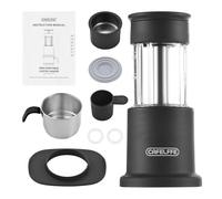 Machine à café portable Cygmophing Machine à café de voyage 2 en 1 compatible avec les capsules NES et le café moulu Cafetière à pression manuelle avec tasse en acier inoxydable (Noire)