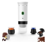 Machine à Café Portable Espresso, 3 En 1 Cafetiere Expresso, Rechargeable Chauffante Cafetiere, 3-6 Minutes D'Auto-Chauffage, Machine à Café Multi Capsules pour Camping, Maison, Voiture (Blanc)