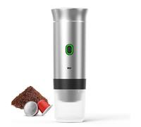 Machine à Café Portable Espresso, 3 En 1 Cafetiere Expresso, Rechargeable Chauffante Cafetiere, 3-6 Minutes D'Auto-Chauffage, Machine à Café Multi Capsules pour Camping, Maison, Voiture (Argent)