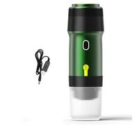 Machine à café portable pour voiture, maison, voyage, cafetière électrique sans fil 3 en 1, fonctionne avec capsules et café moulu, mini cafetière chauffante et à froid avec tasse (Verte)