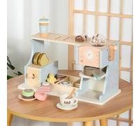 Machine à Café pour Enfant en Bois (15 pcs) Jouet Cuisine Enfant Montessori avec Moulin à Grains Croissant et Plateau Cadeau Éducatif pour Petit Chef 3+ Ans