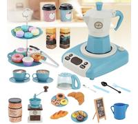 Machine à Café pour Enfants, Jouet pour Machine à Café pour Tout-Petits avec Son, Lumière et Vapeur, Jouets de Cuisine avec Thé de l'après-midi, Accessoires de Cuisine, Cadeaux pour Garçons et Filles