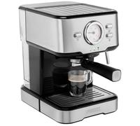 Princess 249415 Machine à capsules argent, noir avec embout de mousseur à lait, avec fonction chauffe-tasse