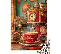 Machine à café Vintage 1000 Pièces Carton Robuste Jeu De Puzzle pour Adultes Entraînement du Cerveau Décoration Murale Idée Cadeau 52x38cm/1000pcs