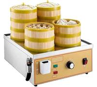 Machine à chignon électrique à la vapeur, cuiseur vapeur commercial à 4 trous, réglable de 30 à 110 °C, alimentation en eau indépendante et minuterie, efficace pour la cantine de cuisine