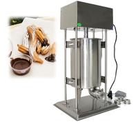 Machine à Churro électrique commerciale de 15 L, bâton de pâte en acier inoxydable, machines à fruits verticales latines avec 4 moules for hôtels, cafés, boulangeries, buses robustes