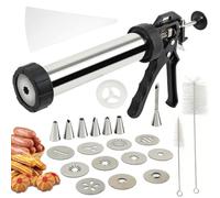 Machine a Churros,Appareil a Churros,Presse a Biscuits Inox,Professionnelle Presse à Churro Pistolet à Pâtisserie,Seringue Patisserie avec 9 Gabarits,11 Douilles pour Gâteaux Gâteaux Dessert Saucisse