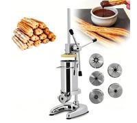 Machine à churros commerciale, machine à churros espagnole en acier inoxydable de 3L avec 5 buses, machine verticale latino-américaine à beignets de fruits pour boulangeries, restaurants et usage
