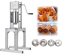 Machine à churros manuelle commerciale avec support, machine à churros à beignets espagnole verticale de 5 L avec 5 types de moules équipement de collation en acier inoxydable pour un usage+