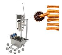 Machine à churros manuelle commerciale verticale espagnole avec friteuse de 6 L, remplissage de beignets de dessert en acier inoxydable pour usage domestique ou communautaire, A