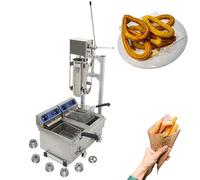 Machine à churros manuelle professionnelle avec friteuse, 7 L, électrique 10 L/20, 6 buses, remplisseuse de beignets en acier inoxydable, pour restaurants ou usage domestique(With 20L Deep Fryer)