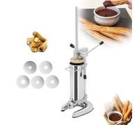 Machine à Churros Manuelle Professionnelle en acier Inoxydable (Churrera espagnole) Capacité de 2 à 3 litres Inclut 5 Embouts de Moulage Idéale pour un Usage Domestique ou en Restauration 2L