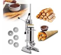 Machine à churros verticale en acier inoxydable - Remplissage manuel 2/3 L avec 5 moules pour restaurant, boulangerie, usage domestique - Parfait pour de délicieux churros espagnols