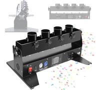 Machine à confettis à 4 coups - Lanceur de confettis électrique Machine à effets de scène LED pour fête, club, mariage - DMX512 et télécommande, rotation à 180°