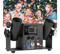Machine à confettis double professionnelle avec télécommande, idéale pour concerts, scènes, mariages et fêtes.
