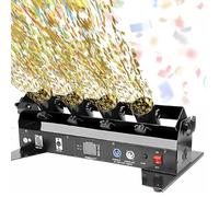 Machine à confettis, lanceur de confettis, canon à quatre coups à double commande avec angle réglable à 180° pour un éclairage de scène dynamique et des effets festifs