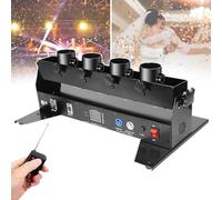 Machine à confettis portable 4 coups, DMX 512/Télécommande, Distance de pulvérisation: 8 à 10mètres, Angle réglable, for fête, événement, mariage, scène, concert, événement