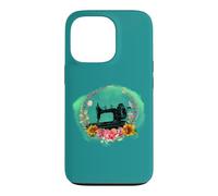 Machine à Coudre à manivelle de Style Vintage et Fleurs Coque pour iPhone 13 Pro